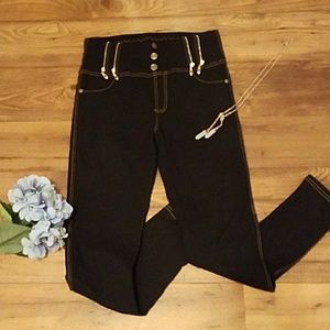 Black Jeggings with gold Zippers